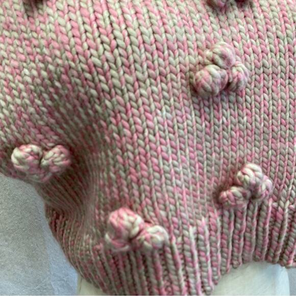 Urban Outfitters pink/tan mock neck boxy sleeveless pom pom  sweater NWT Small - Picture 13 of 14
